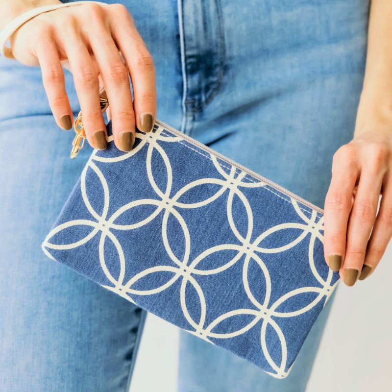 Wristlet Blue Geometric