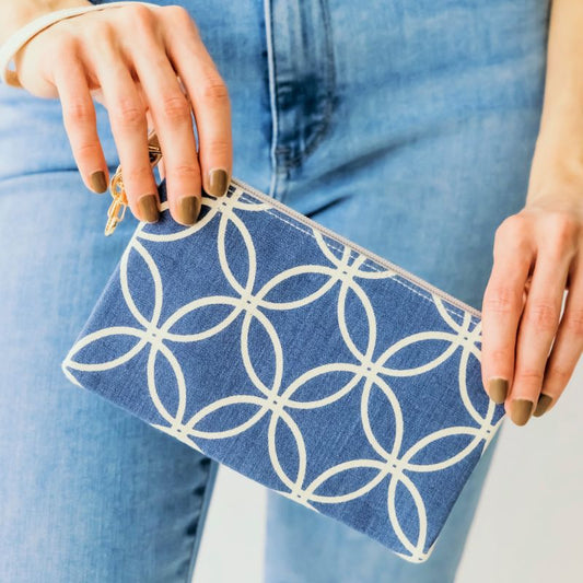 Wristlet Blue Geometric