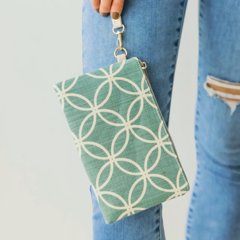 Wristlet Green Geometric