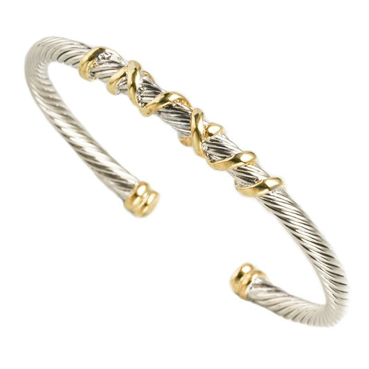 Two Tone Twist Cuff Gold Wrap