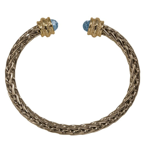 Ponytail Braid Cuff w/ Blue Topaz Tips