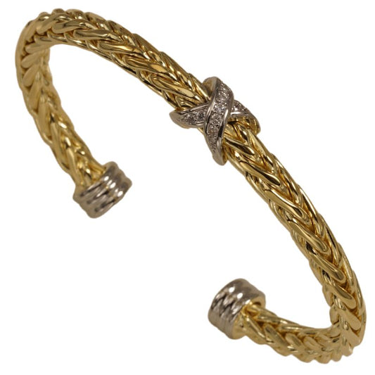 Gold Braid Cuff w/ CZ X