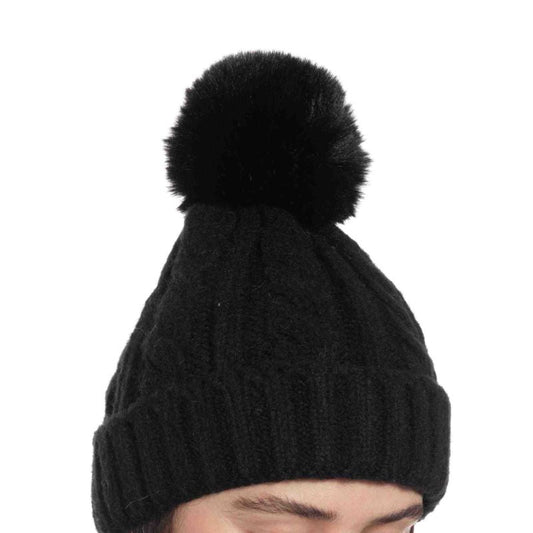 Pom Pom Cable Hat