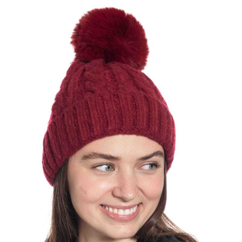 Pom Pom Cable Hat