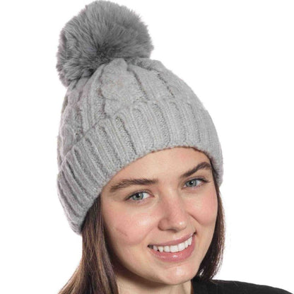 Pom Pom Cable Hat