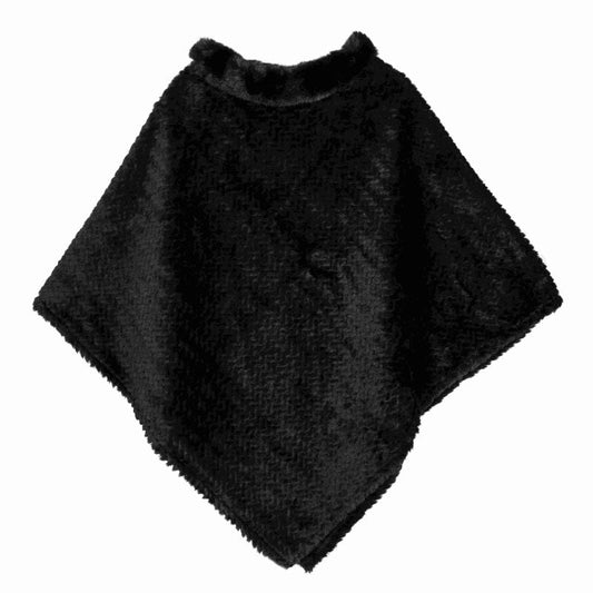 Faux Fur Poncho Herringbone