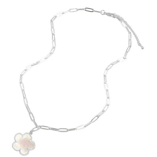 Paperclip Chain w/ MOP Flower